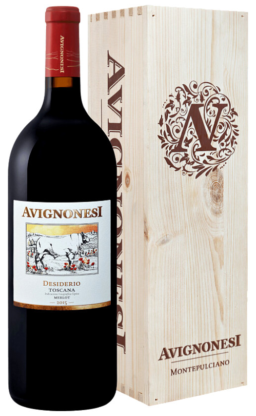 Wine Avignonesi Desiderio Toscana 2015 Wooden Box