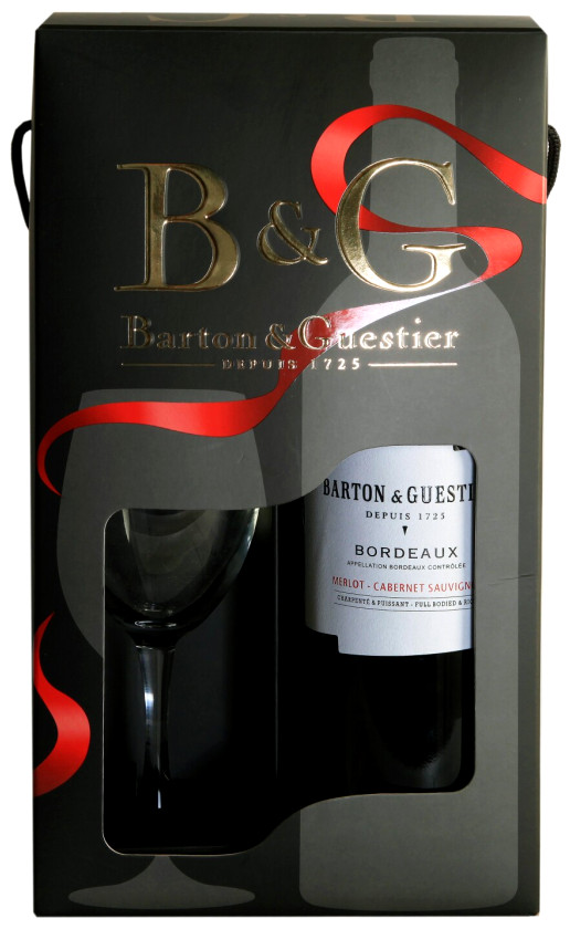 Barton Guestier Passeport Bordeaux Rouge gift box with glass