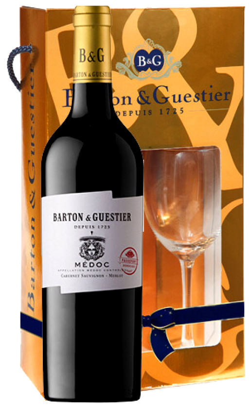 Barton Guestier Passeport Medoc gift box with glass