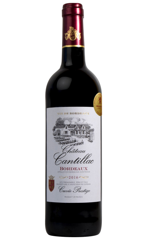 Wine Chateau Cantillac Cuvee Prestige Bordeaux 2016