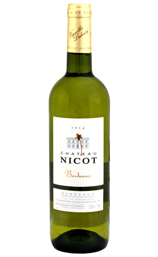 Вино Chateau Nicot Blanc Bordeaux 2014