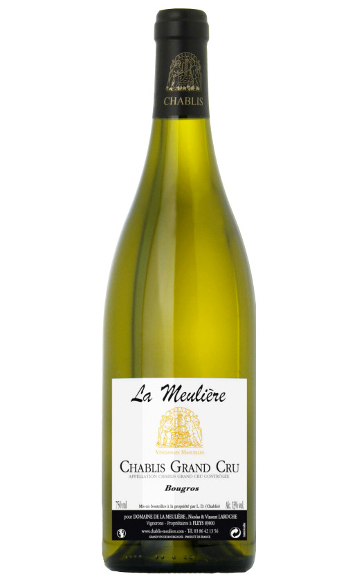 Wine Domaine De La Meuliere Chablis Grand Cru Bougros 2014