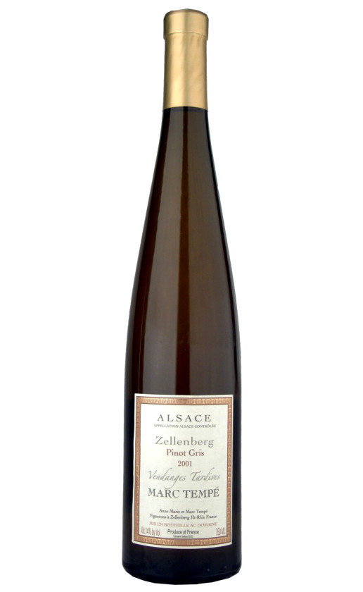 Wine Domaine Marc Tempe Pinot Gris Zellenberg Vendanges Tardives 2001