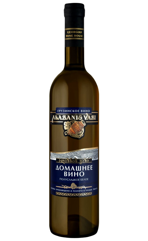 Wine Georgian Wine House Alazanis Vazi Domashnee White Semi Sweet