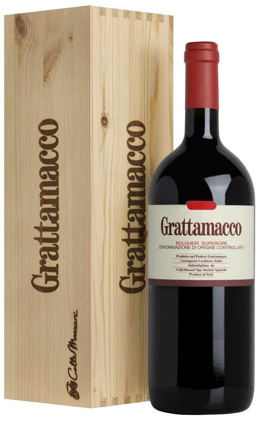 Вино Grattamacco Bolgheri Rosso Superiore 2017 wooden box