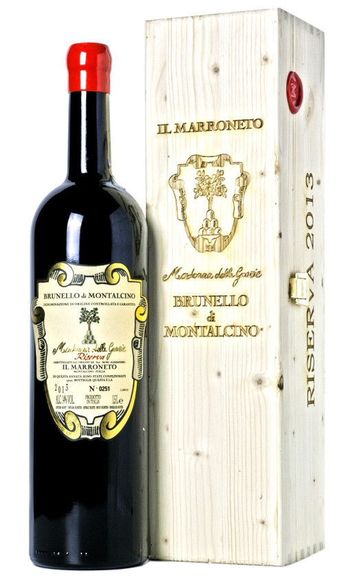 Вино Il Marroneto Madonna delle Grazie Brunello di Montalcino Riserva 2013 wooden box