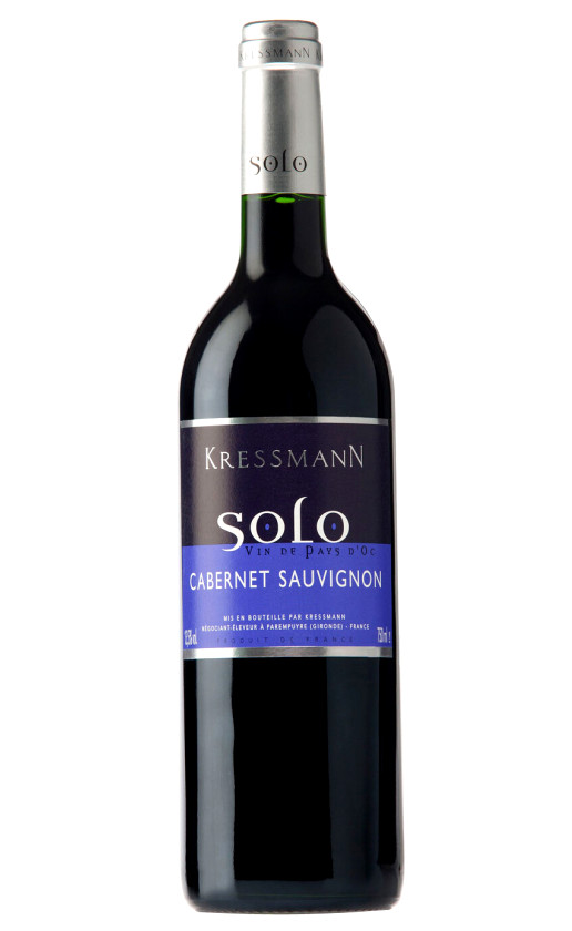 Wine Kressmann Solo Cabernet Sauvignon Vin De Pays Doc 2013