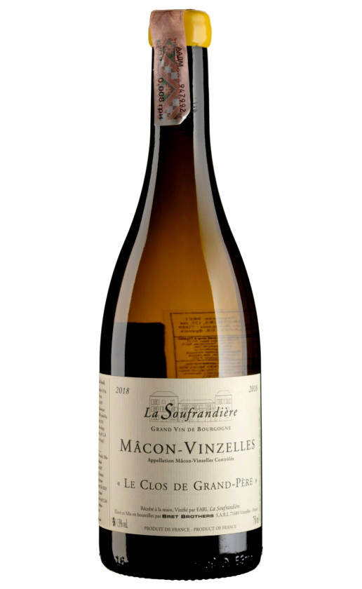 Wine La Soufrandiere Macon Vinzelles Le Clos De Grand Pere 2018