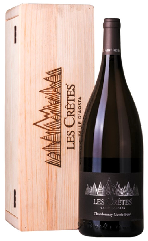 Вино Les Cretes Chardonnay Cuvee Bois 2018 wooden box