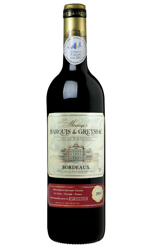 Вино Marquis de Greyssac Bordeaux Rouge 2016