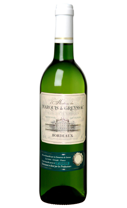 Wine Marquis De Greyssac Bordeaux Sauvignon 2017