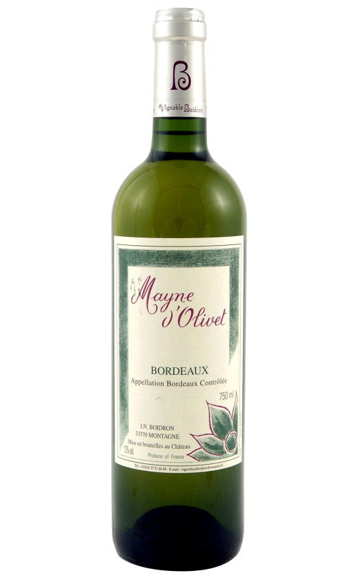 Wine Mayne Dolivet Blanc Bordeaux 1999