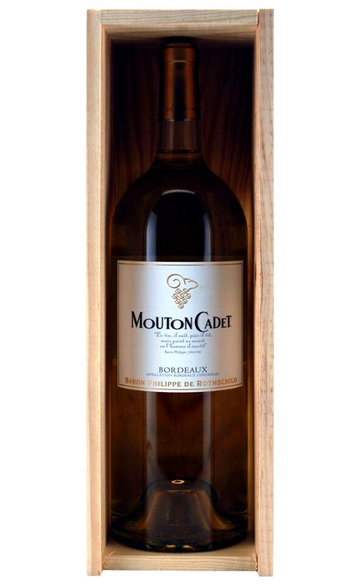 Вино Mouton Cadet Bordeaux Blanc 2013 wooden box
