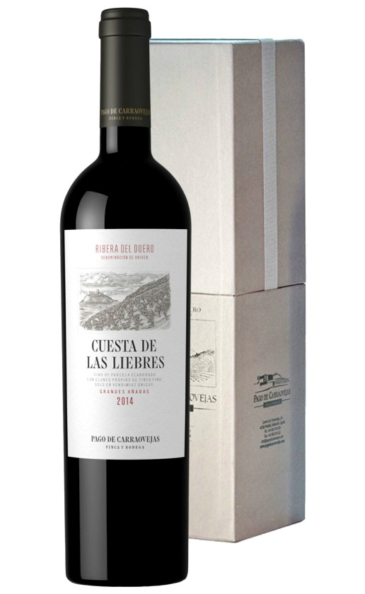 Вино Pago de Carraovejas Cuesta de Las Liebres Ribera del Duero 2014 gift box