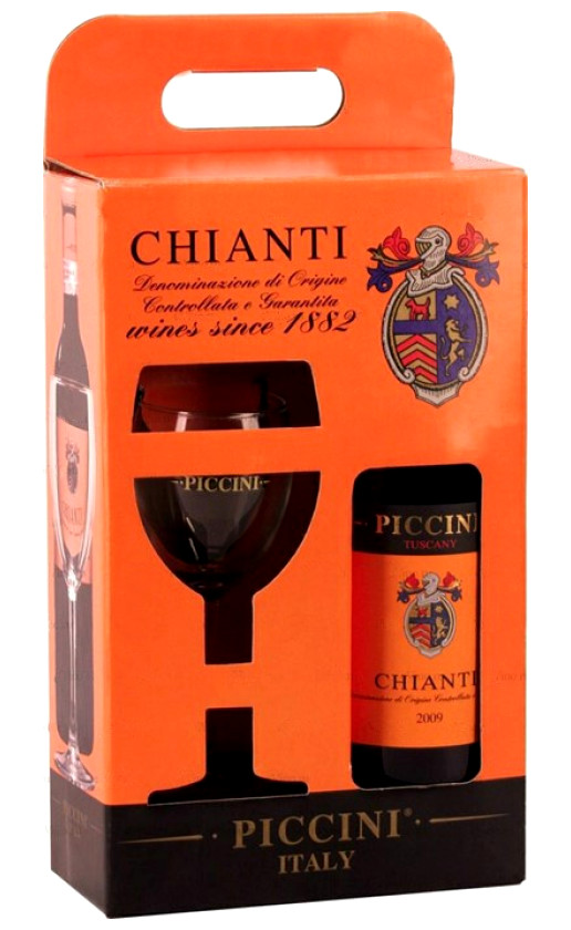 Вино Piccini Chianti gift box with glass
