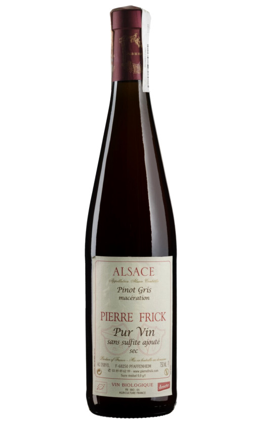 Pierre Frick Pinot Gris Maceration Alsace Pur Vin Sans Sulfite Ajoute