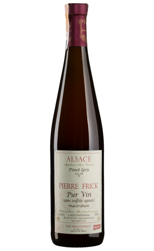 Pierre Frick Pinot Gris V Maceration Alsace Pur Vin Sans Sulfite Ajoute