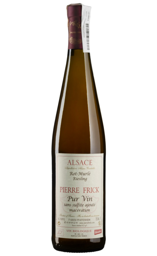 Wine Pierre Frick Riesling Rot Murle Maceration Alsace Pur Vin Sans Sulfite Ajoute