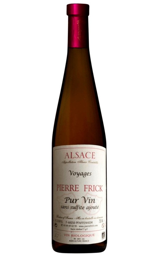 Pierre Frick Voyages Alsace 2020 Pur Vin Sans Sulfite Ajoute