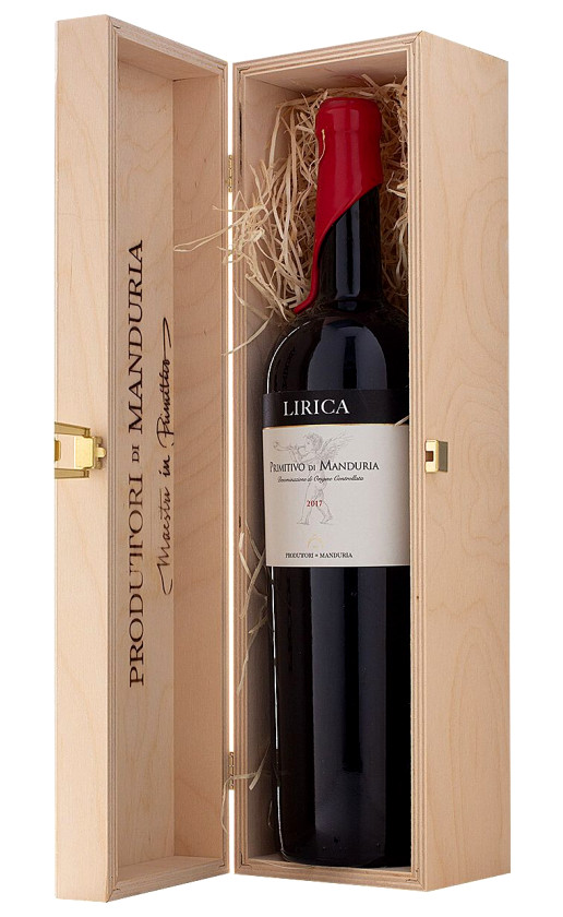 Wine Produttori Di Manduria Lirica Riserva Primitivo Di Manduria 2017 Wooden Box