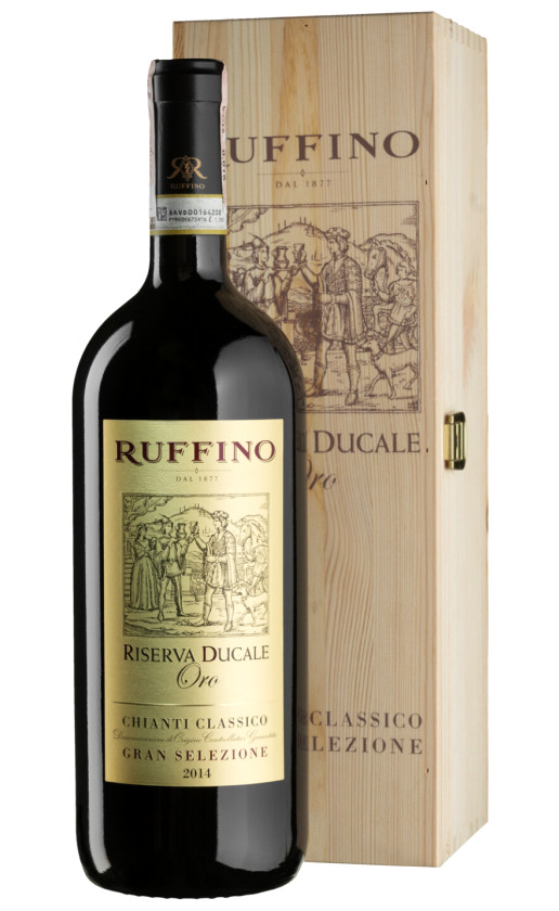 Wine Ruffino Riserva Ducale Oro Chianti Classico Gran Selezione 2014 Wooden Box