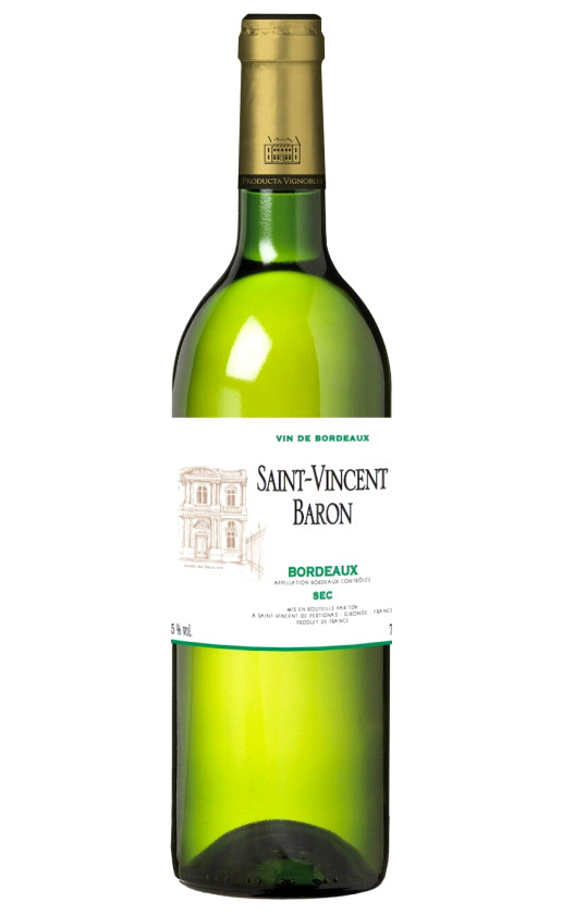 Wine Saint Vincent Baron Blanc Bordeaux
