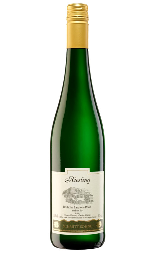 Wine Schmitt Sohne Riesling Medium Dry Landwein Rhein 2020