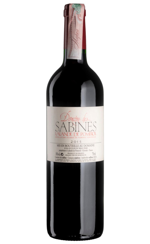 Wine Thunevin Domaine Des Sabines Lalande De Pomerol 2015