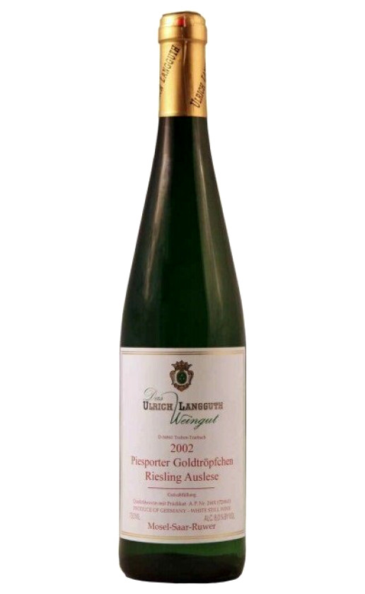 Wine Ulrich Langguth Riesling Auslese Piesporter Goldtropfchen 2002