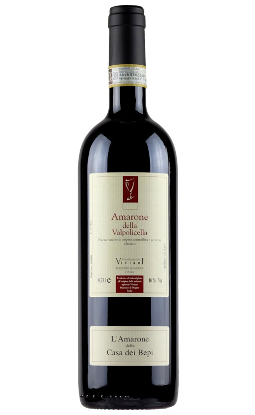 Wine Viviani Amarone Della Valpolicella Classico Casa Dei Bepi 2015